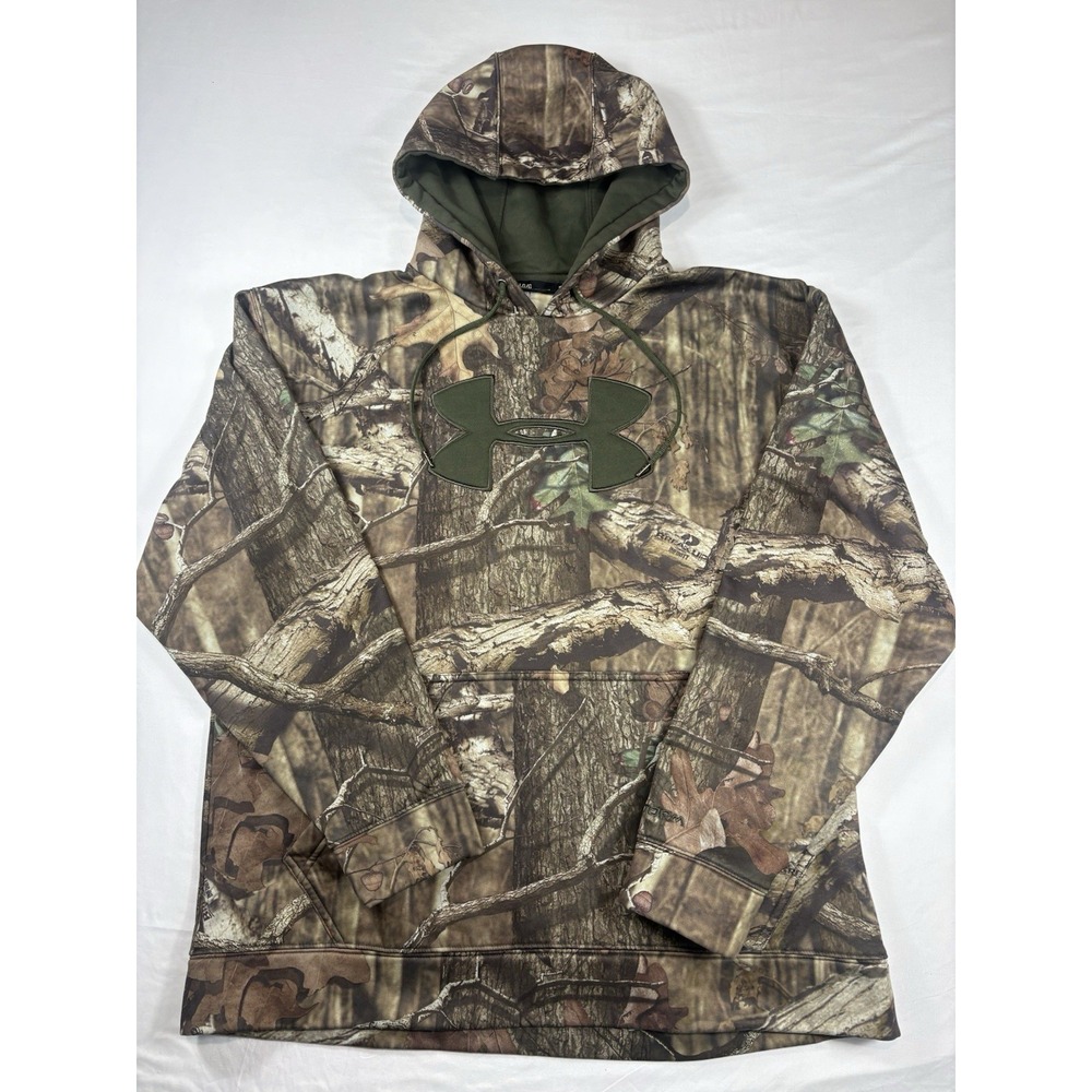 Under Armour Big Logo Breakup Infinity Mossy Oak Camouflage Hunt Hoodie Men's L
